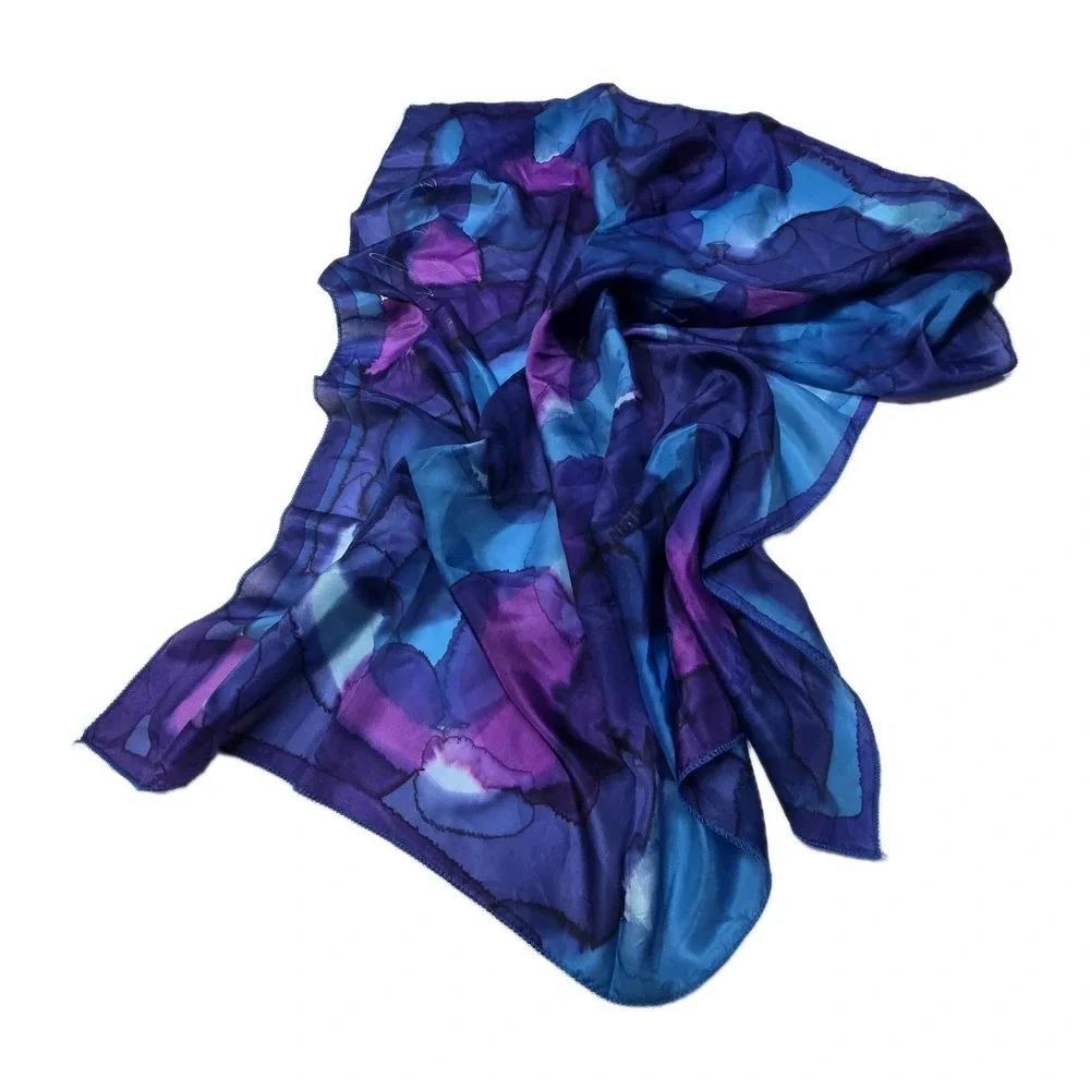 Vtg '99 Abstract Silk Scarf Signed Approx 33